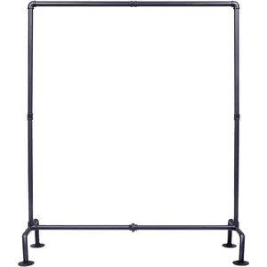 Industrial Pipe Clothing Rack Free Standing, Detachable Clothes Rack with 4 Stable Feet for Garment Display, Black