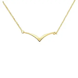 14k Yellow Gold 18" V Shape Chevron Necklace Delicate Pendant 1.2grams