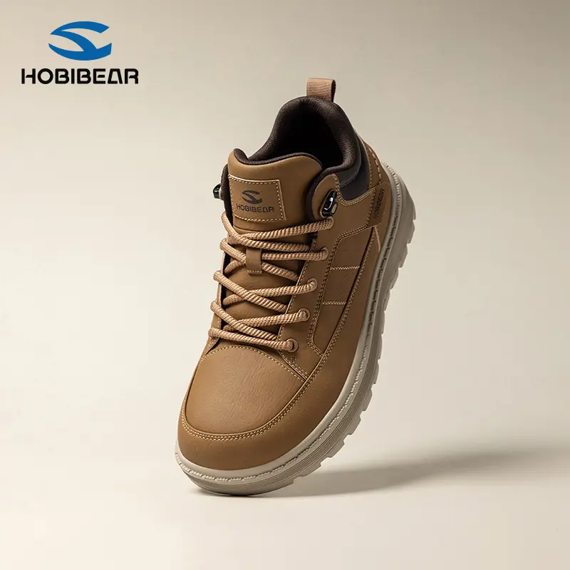 HOBIBEAR men’s shoes for autumn/winter, mid-cut wide-toe short boots, lightweight thick sole, wear-resistant, outdoor large-toe shoes, casual retro workwear shoes