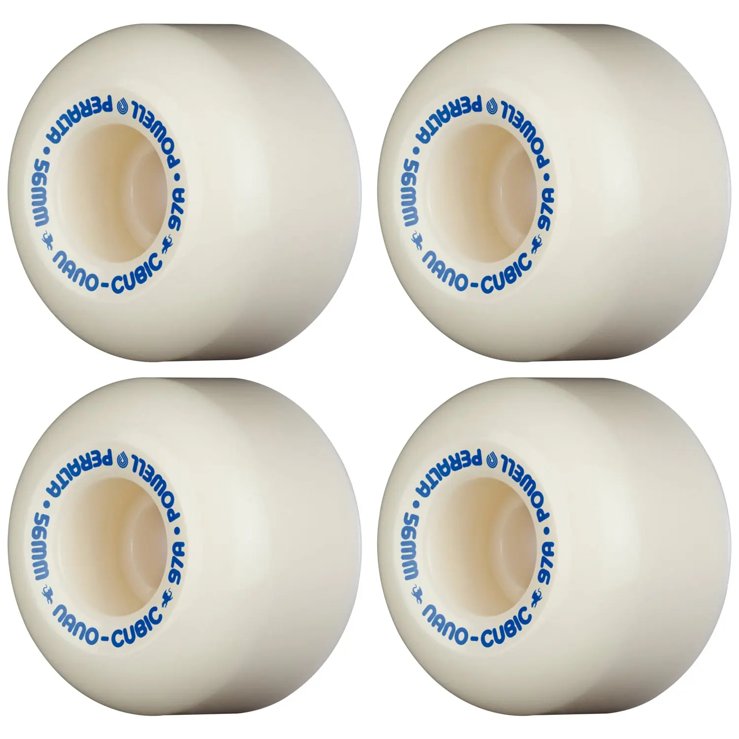 Powell Peralta Skateboard Wheels 56mm x 37mm Dragon Formula 97A Nano Cubic White/Blue