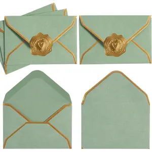 100 count Mini  Card Envelopes Colorful V Flap Small Envelopes with  Border for Blank Note Cards, Business  (Sage Green, 4 x 2.7 Inches)