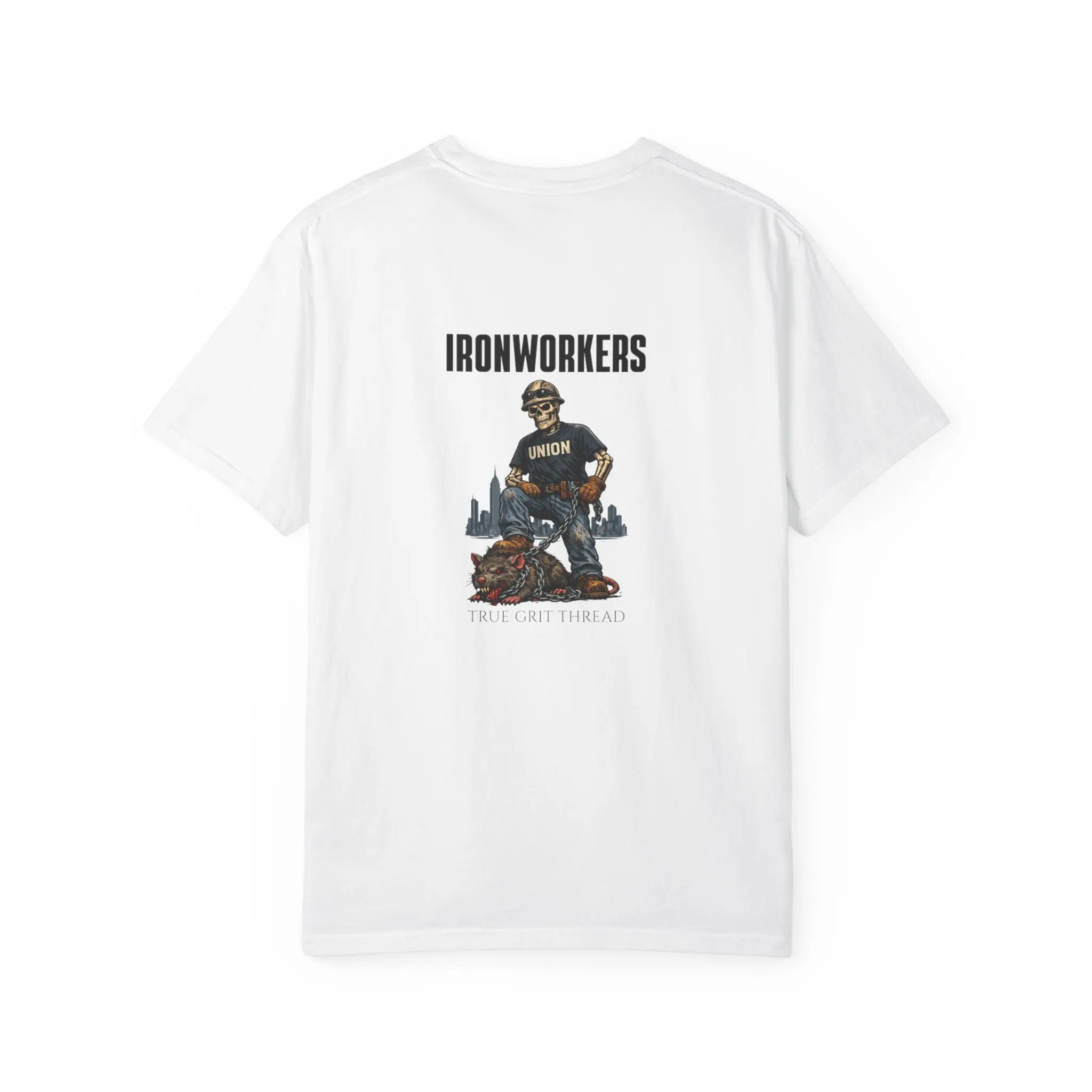Men's Cotton Short-Sleeve Casual Relaxed-Fit Workwear T-Shirt - Gritty Ironworker, Blue Collar Pride, Structural Steel Worker, Union Construction Worker Gift