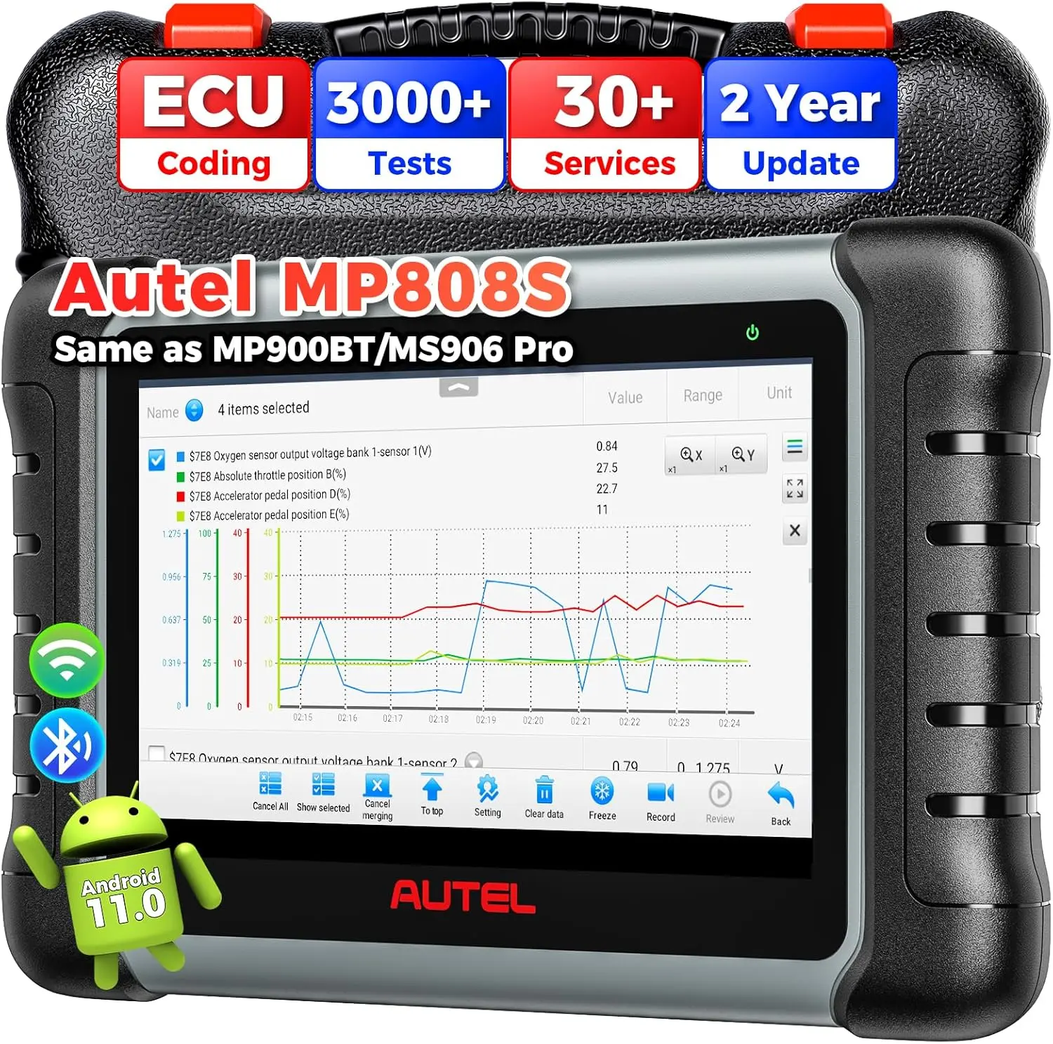 Autel MaxiPro MP808S Professional OBD2 OBD-II Engine System Diagnostic Tool - Android 11, 2 Years Free Updates, Advanced ECU Coding, 30+ Service Resets, All-System Diagnostics, FCA AutoAuth, Obd2 Obd-Ii Engine System Diagnostic Tools