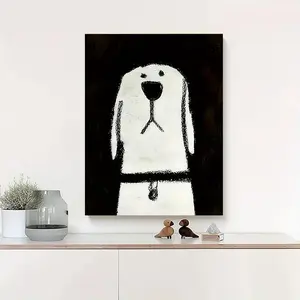 Cute Puppy Wall Decor, Canvas Print of Humorous Dog Oil Painting Style, Art for Hallway, Bedroom, Office, Study & Living Room Decoration, Ideal for Autumn Decor, Framed or Frame Optional wicked good poster, home, office decor