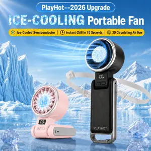 PLAYHOT Cool Fan,Portable Handheld Turbo Fan with Ice Cooling Rechargeable Personal Fan 5 Speed 25550RPM Powerful for Travel Outdoor Camping Hiking Black,Summer&Party Essentials