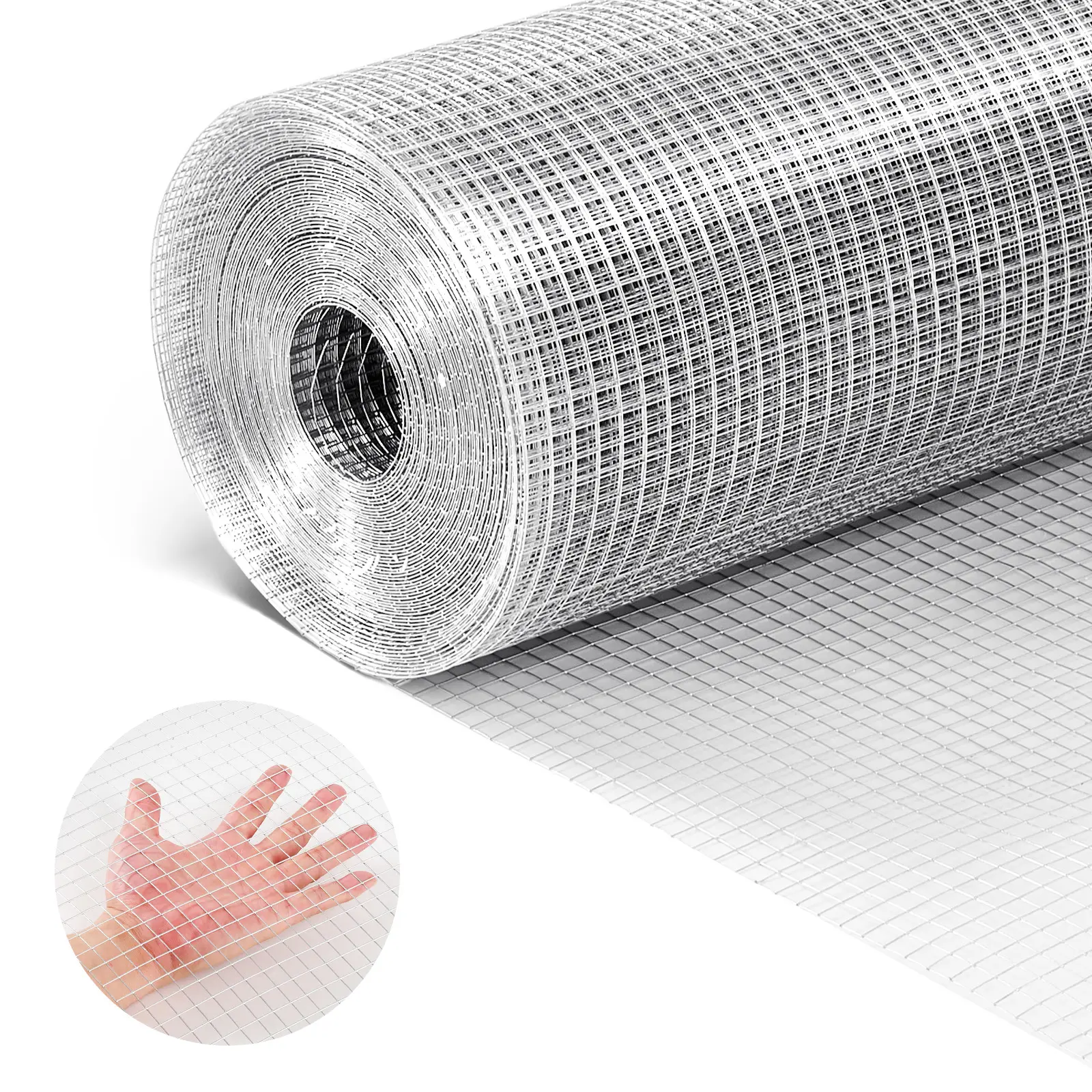 【SummerFinds】VEVOR Hardware Cloth, 1/2 inch 72 inch x 100 ft 19 Gauge Chicken Wire Fence, Hot-Dip Galvanized After Welding Metal Wire Mesh Roll, Garden Plant Welded Fencing Roll Supports Poultry Netting Cage Fence