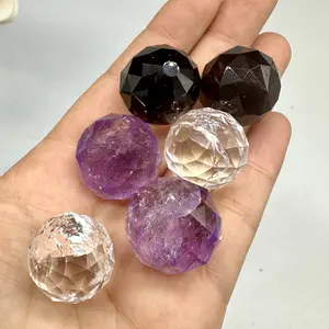 1 count Natural crystal polyhedron stone healing smoky faceted amethyst clear quartz crystal for wholesale 20mm