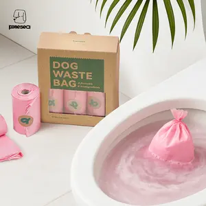 POMESEA Flushable Dog Poo Bags – 100% Water-Soluble & Biodegradable Pet Waste Bags, Leak-Proof, Eco-Friendly, Fragrance-Free, 60 Bags (6 Rolls)