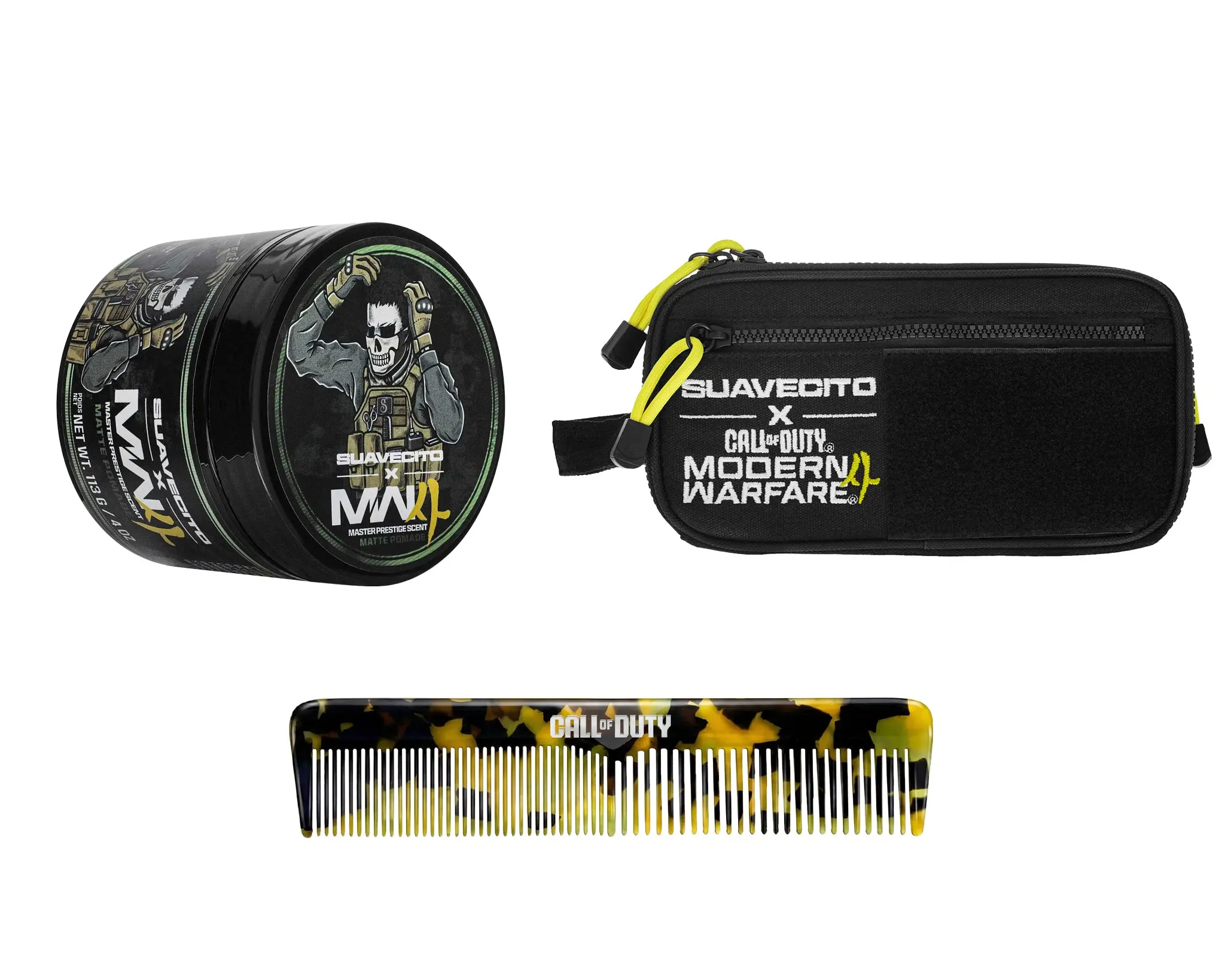 Suavecito X Call of Duty: Modern Warfare 4 Matte Hair Pomade, Dopp Kit, Acetate Comb - Men's Hair Styling Set for Beauty & Personal Care