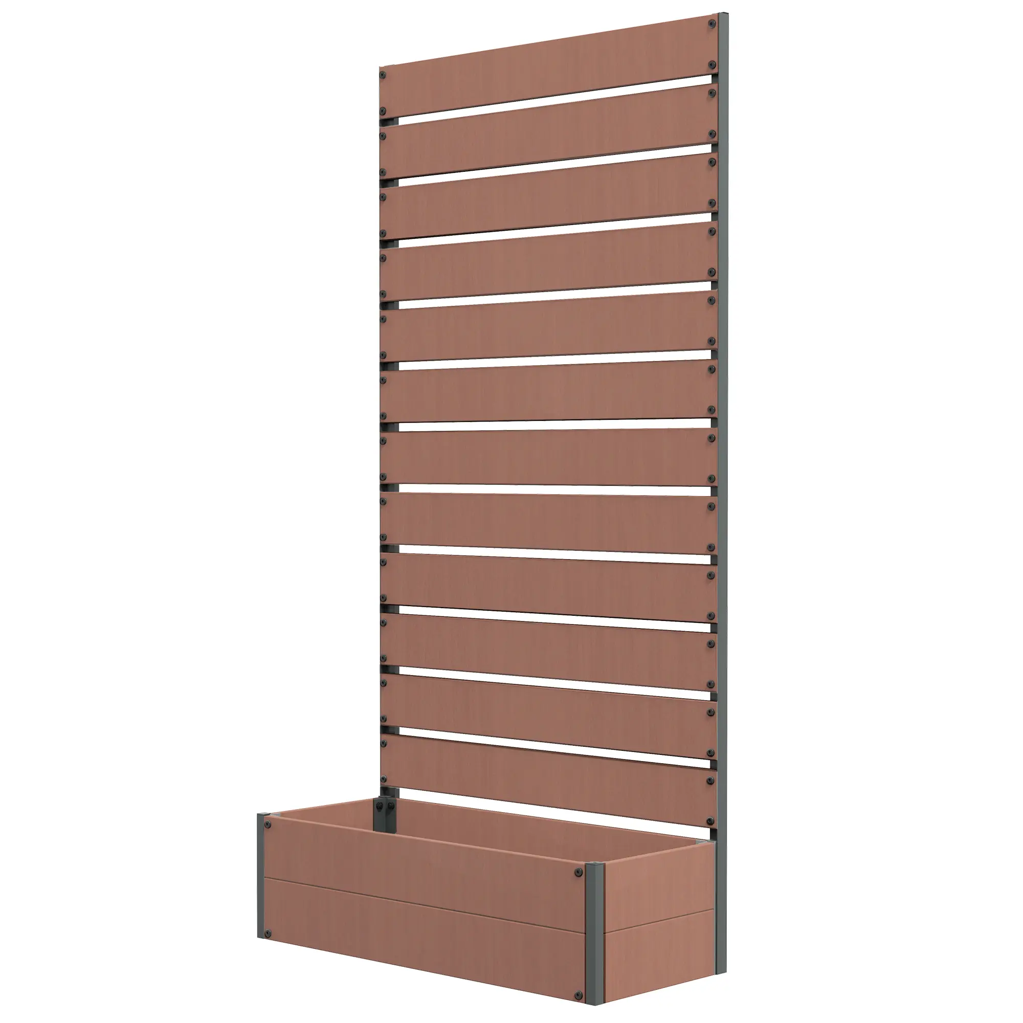 Light Brown Aluminum Frame Wood Plastic Board Trellis Planter With Bottom Drainage Gap 165Lbs Load For Outdoor Climbing Plants Fruits And Vegetables Planting