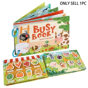 1 count Farm Animal Interactive Fun Quiet Book, Playtime, Reusable Educational Sticker Book, Enhances Motor Skills & Cognitive Ability, Educational Toy, Back-to-School Supplies, Halloween Christmas Gift