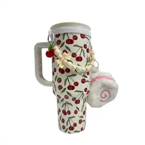 Pattern Cherry Print 40 oz Tumbler with Handle and Straw Travel Mug, Coffee  Cup Gifts for  Women