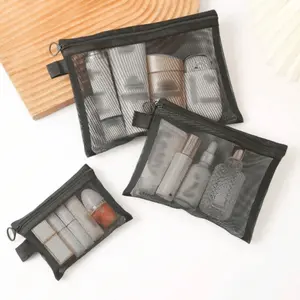 3-Piece Lightweight Compact Mesh Wash Bag Set, Lipstick Storage Pouch, Skincare Organizer, Suitable for Cosmetics & Accessories, Handwashable Multi-Functional Wallet, Travel Cosmetic Bags, Makeup Storage Bag, Beauty Storage Pouch, Makeup Organizer Pouches