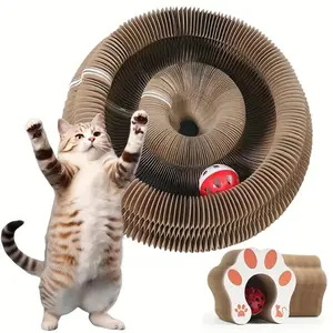【Already have 10K favorites】Magic organ cat scratching board Toy set with cat ball&bell Durable Foldable Deformed Retractable Suitable for cat indoor and outdoor interactive games to relieve boredomEexercise Protect furniture Pet kitty kurlz cat toy