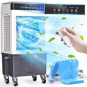 Portable Windowless Air Cooler with 120° Oscillation, 7.5Gal Tank, 4 Cooling Modes, 3 Fan Speeds, Dry-Run Protection, Remote Control & Ice Packs for Bedroom, Office, Garage & Indoor Spaces