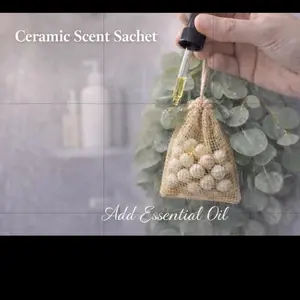 Reusable Aromatherapy Sachet with Ceramic Diffuser Beads – Add Your Favorite Fragrance Oil – Shower, Closet & Car Freshener