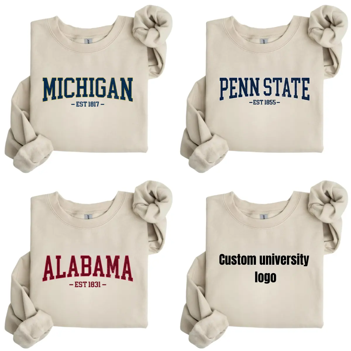 Custom University Sweatshirt, Personalized College Crewneck, Vintage Varsity Font Shirt, Back to School Gift for Students, Sporty Casual Pullover