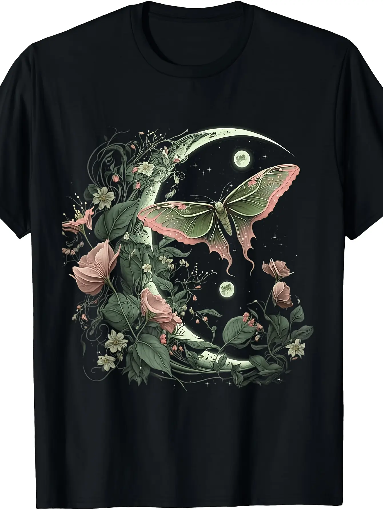 Goblincore  Retro Cottagecore T-Shirt - Moth, Butt unisex soft cotton short sleeve t shirt, vintage graphic casual tee for men women teens, perfect birthday holiday gift for camping travel gym daily street  wear