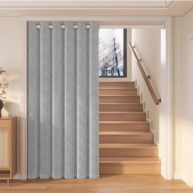 Winter Bedroom Windproof Curtain, Thickened Warm Window Cover for Balcony Living Room, Pure Color Decorative Drapes, Single Piece, Thermal Insulated Curtain