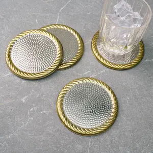 Golden Rope Border Coasters, Set of 4