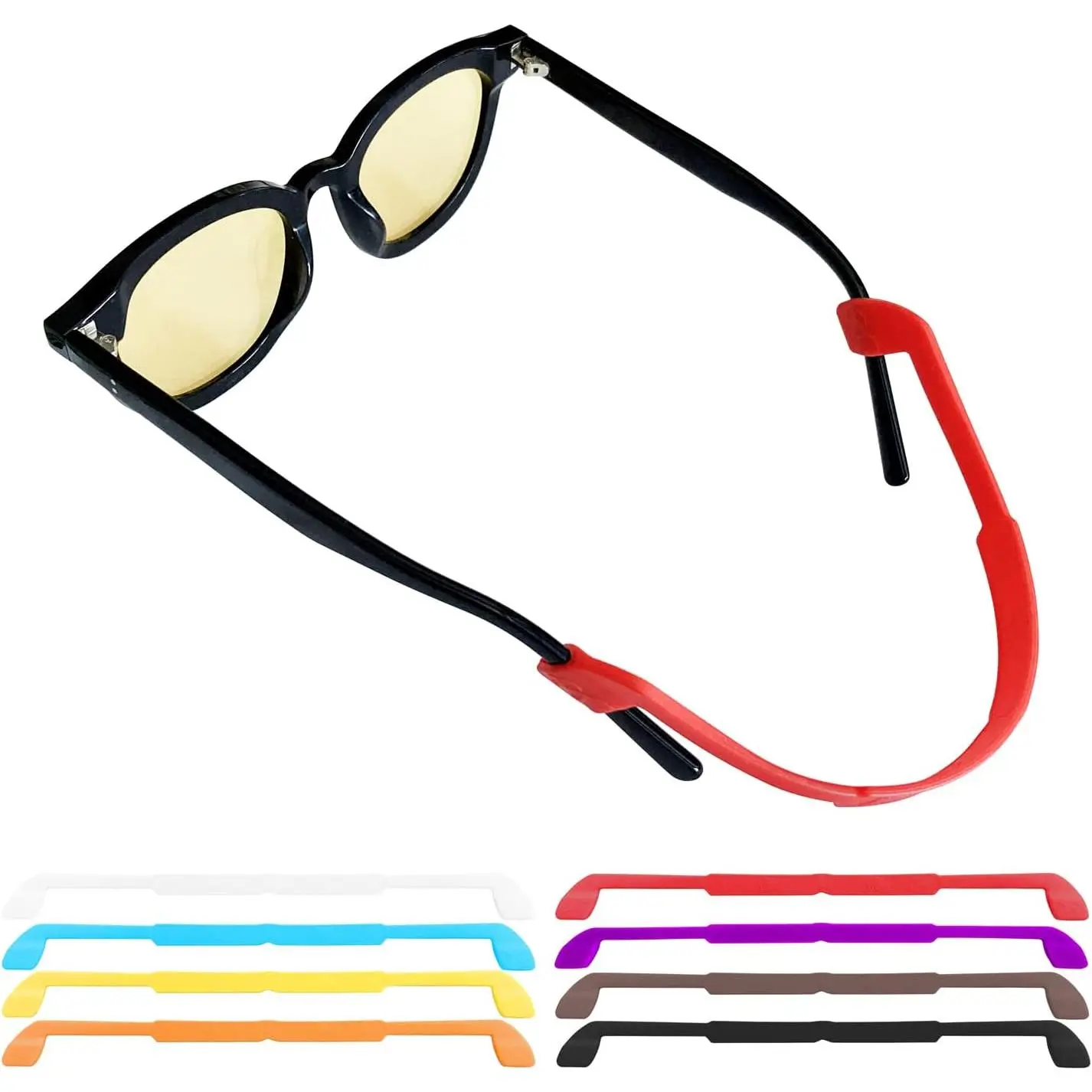 8 Pack Non-Slip Silicone Glasses Strap for  or Adults Sports with Elastic Soft to  Glasses from Falling, Glasses Holder, Eyewear Retainers, SunGlasses Retainer