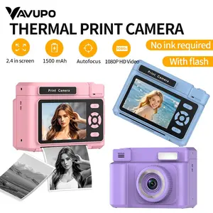 Thermal Print Camera No Ink Required, 2.4 Inch Screen, 1500mah Battery, Auto Focus, 1080P HD Video, High Definition Camera, Flash, Instant Color Photos