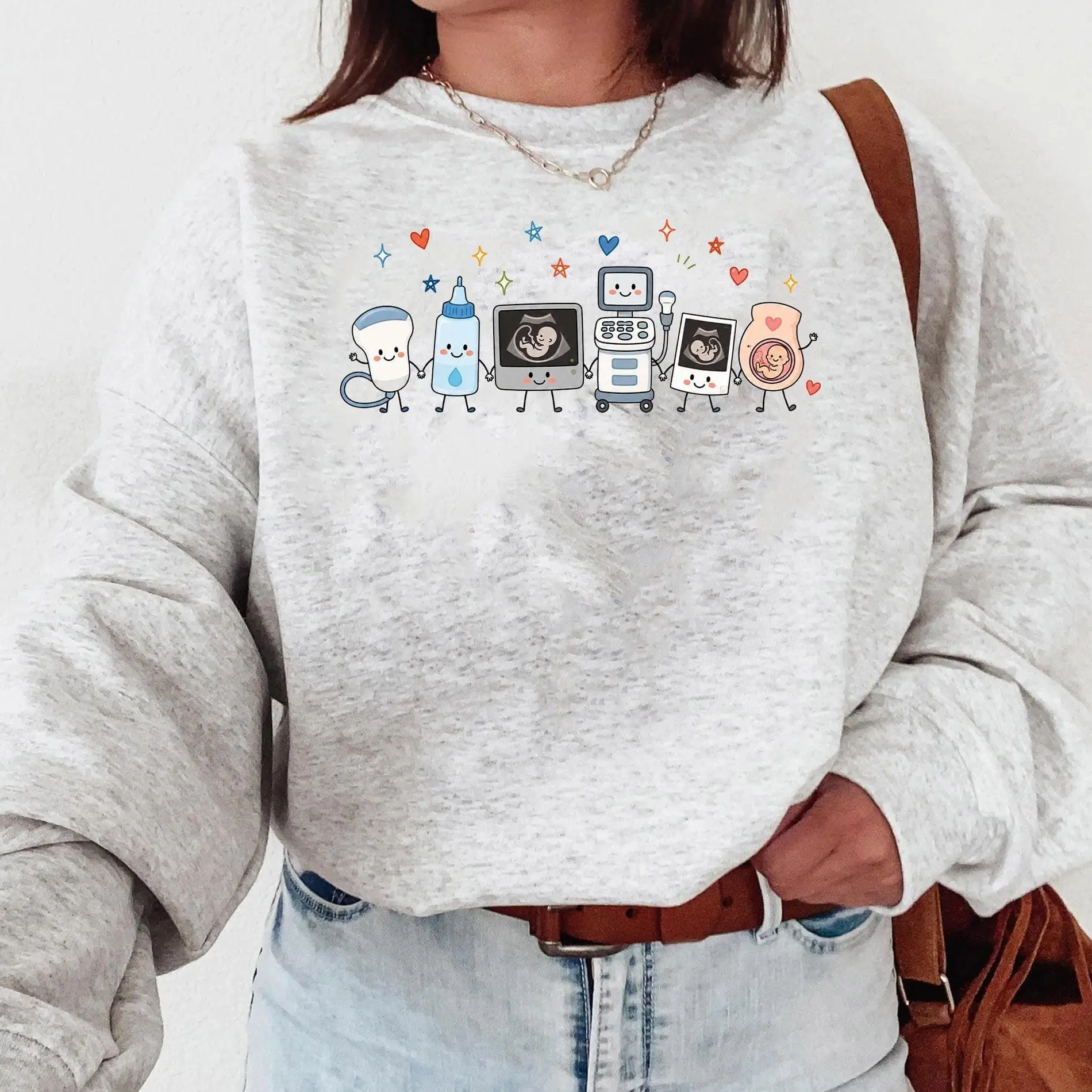 Women's Fleece Casual Oversized Round Neck Top - Soft, Breathable RDMS Crewneck Sweatshirt, Style-Focused Everyday Ultrasound Sonographer Appreciation Gift