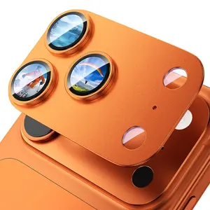 YZOIKO Camera Lens Protector for iPhone 17 Pro Max-Single Piece, Ultra Thin Aluminum Alloy Frame, 9H Dual-Strength Glass with 99% AR Light Transmittance, Case Friendly, Orange