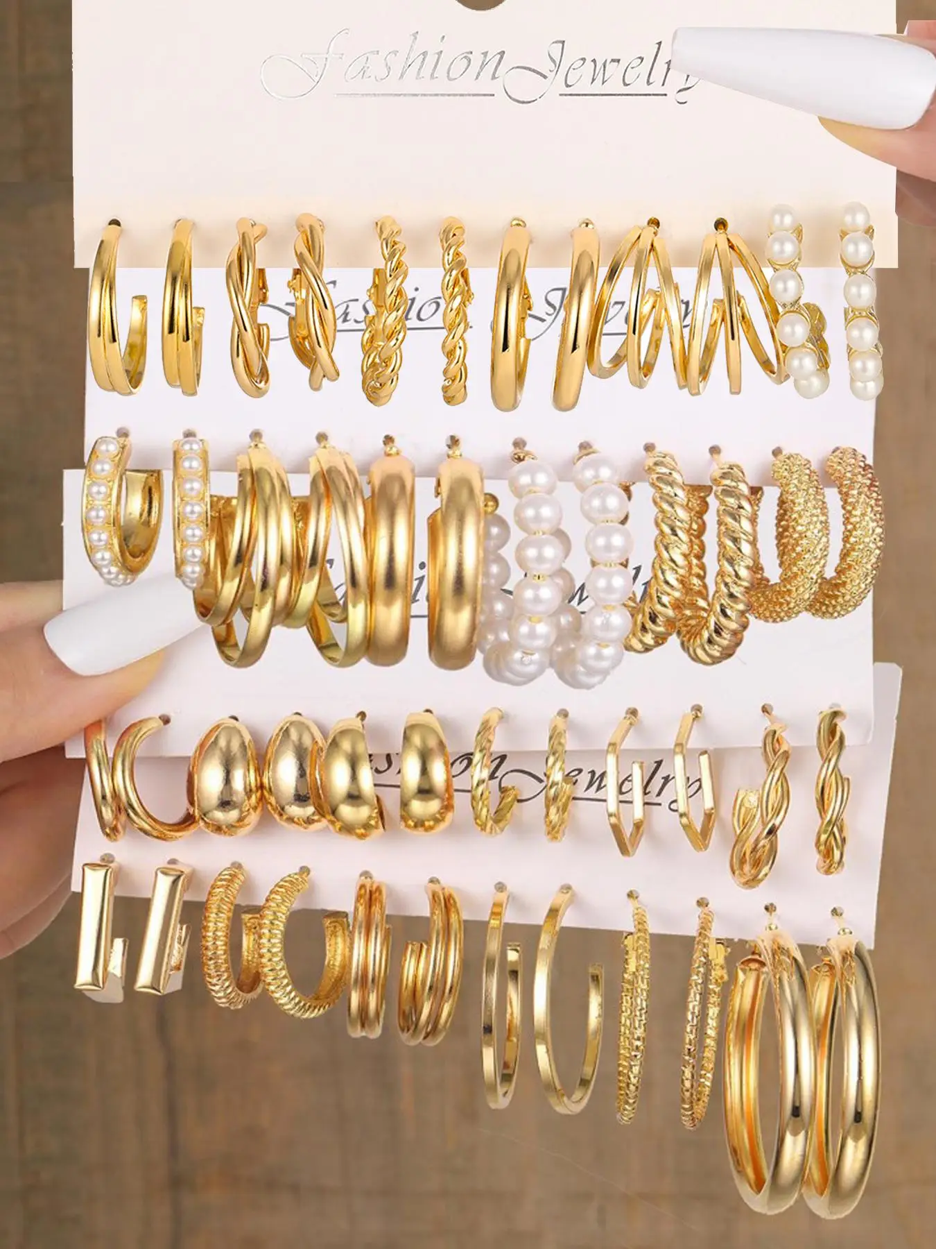 Fashion Earrings Set for Galentineday Gift, Metallic Faux Pearl Decorated Earrings, Jewelry Gift for Women