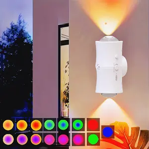 Adjustable Bamboo Style Wall Lamp, Human Motion Sensor Dual Light Design, 16 Color Button Switch, USB Rechargeable Battery, No Wiring Installation