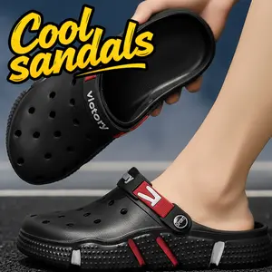 Men's casual, comfortable, soft-soled, breathable, and lightweight wooden clogs, suitable for indoor/outdoor wear, such as on the beach or in the garden, and appropriate for spring, summer, and autumn.