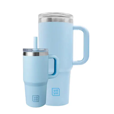 YAYA Mommy & Me Matching Tumbler Set – Toddler 12oz + Mom 40oz Cup, Portable Stainless Steel Tumbler with Silicone Straw, Spill-Proof Lid