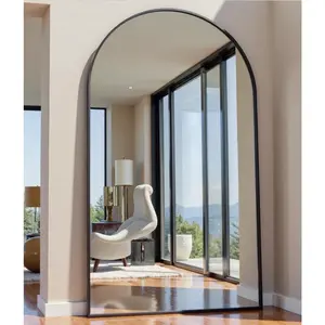 Full Length Mirror, 76"x34" Arched-Top,  or Leaning, Floor Length Full  Standing Mirror, Wall Mounted with  Frame for Living Room (Black)