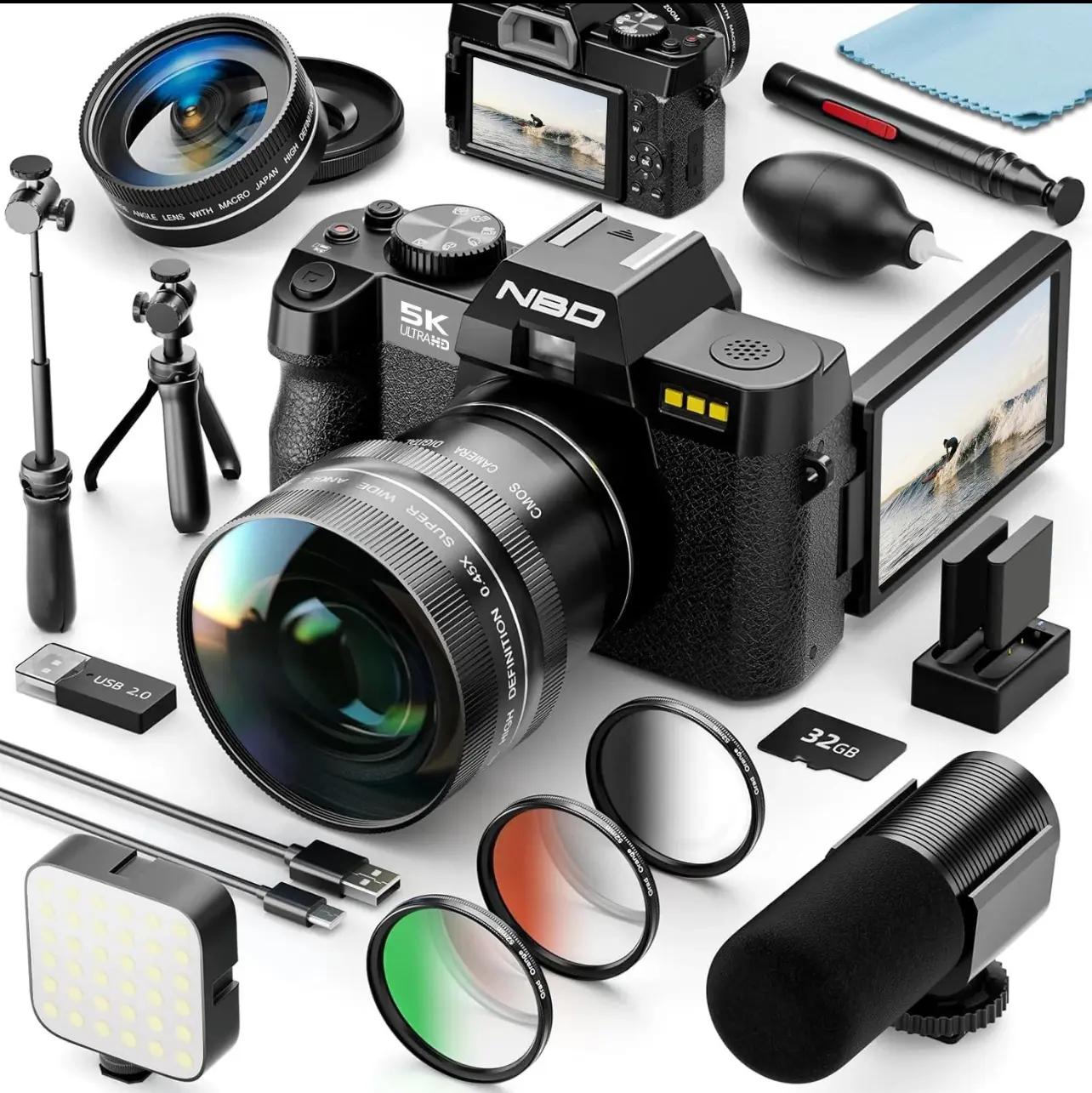 Digital Camera 5K 48MP 16X WiFi Anti-Shake 3 Color Filter All-in-One Kit Youtube