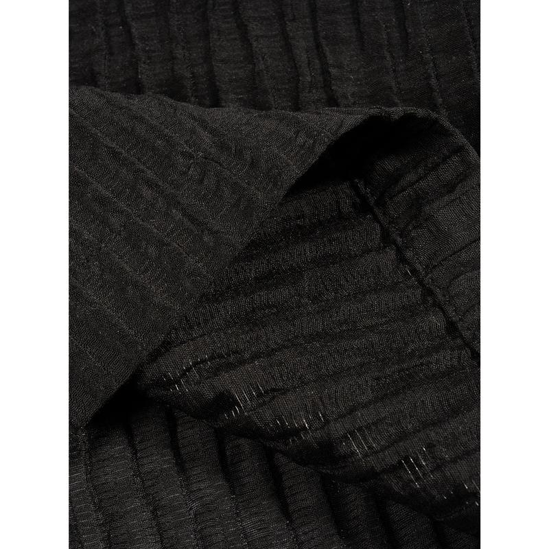 ZF - Textured Short Sleeve Button-Up Shirt - Black