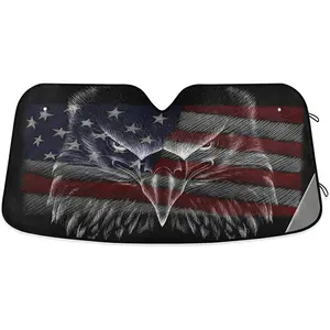 American Flag Bald Eagle Car Windshield Sun Shade Foldable UV Ray Sun Visor Protector Sunshade to Keep Your Vehicle Cool (55" x 27.6")