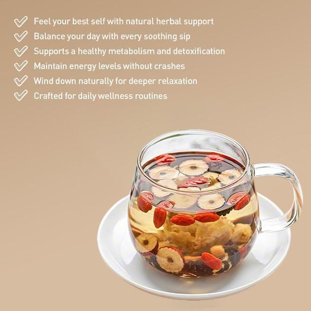 【Flosage】Organic Ginseng Six Treasures Tea&Liver and Kidney Support Herbal Tea -  Hand-picked Herb Tea  with 6 Organic Herbs & Edible Corn Fiber,  Traditional Herbal Kidney Detox Tea for Men & Women, Natural 6 Precious Ingredients Formula,