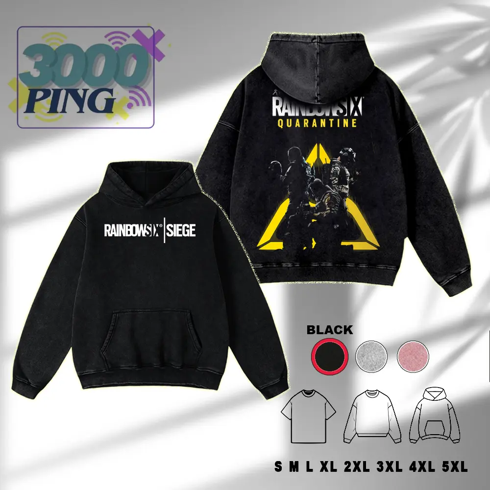 Rainbow Six Quarantine Hoodie & T-Shirt Tactical Squad Graphic, Vintage Cotton Apparel, Tom Clancy FPS Merch, Yellow Hazard Logo Pullover, Unisex Cotton Top