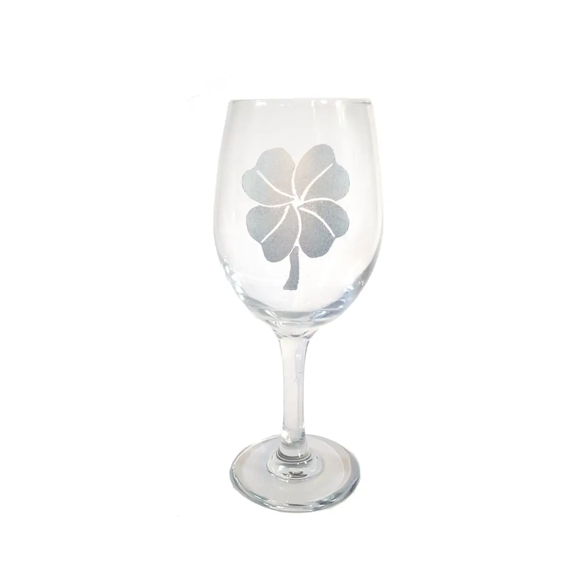 18 oz Four Leaf Clover Engraved Wine Glass