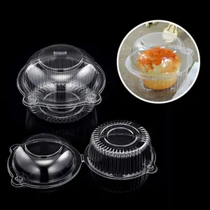 50pcs clear plastic cupcake dome holders, disposable single muffin containers, portable transparent dessert boxes for party and home baking packaging
