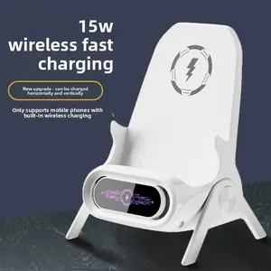Trending Wireless Charger with Phone Stand – Auto Induction, Built-in Speaker, Phone Holder, Lazy Chair Desk Design, Desktop Vertical or Horizontal Viewing