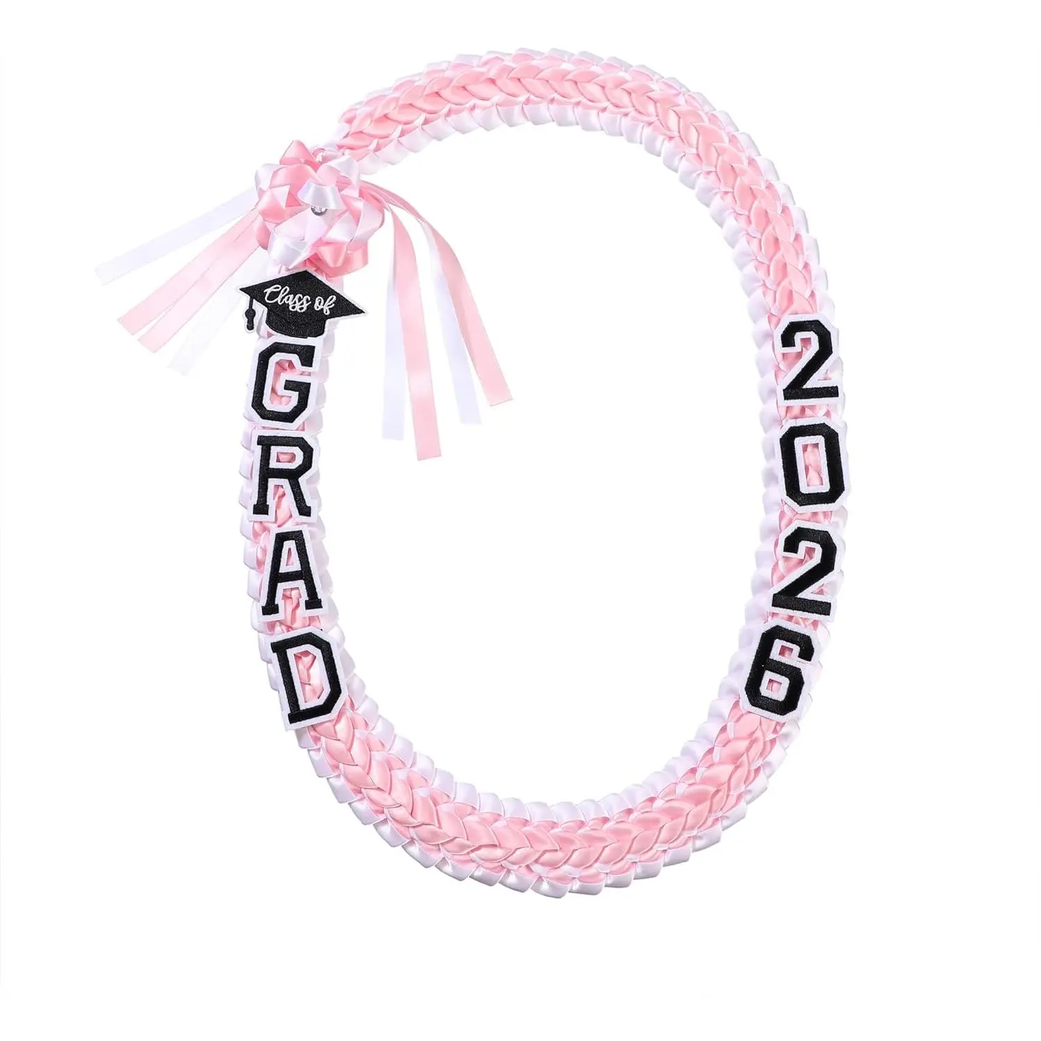 Graduation Ribbon Lei for Class of 2025 & 2026, Handmade Double-Braided Polyester Necklace, 47.2" Lightweight School Accessory for Ceremony & Photo Shoots, Accessories, Decoration, Polyester Fiber, Alphanumeric, Unisex, Doctorate Graduates, Durable, Synth