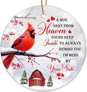 Ornament for Christmas Tree, Sympathy Gifts for Loved Ones, Printed Ceramic Ornament 2024, by Your Side Cardinal Ornament