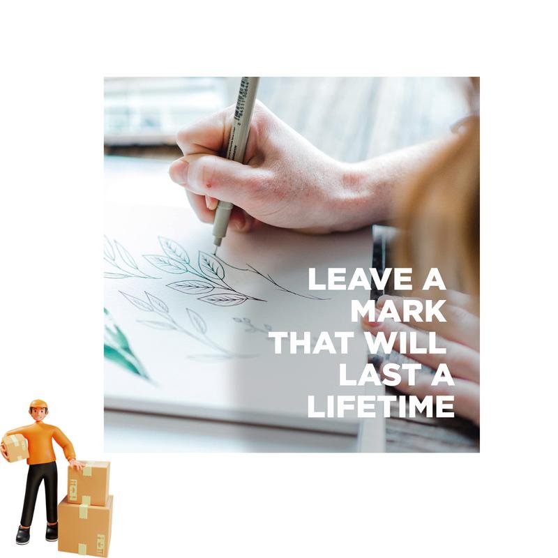 Fineliner Pens Archival Black Ink Waterproof & Bleed Free Assorted Point Sizes 005, 01, 02, 03, 05, 08 - 6 Pack for Writing, Drawing, Journaling