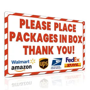 8x12 Inch Rust-Free Aluminum Package Delivery Sign for Outdoor Use - Please Place Packages in Box Thank You for Porch/Front Door