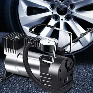 12V Portable Car Tire Inflator – Heavy-Duty Metal Mini Air Compressor with High-Performance Cylinder Power System, Durable & Luxury Design