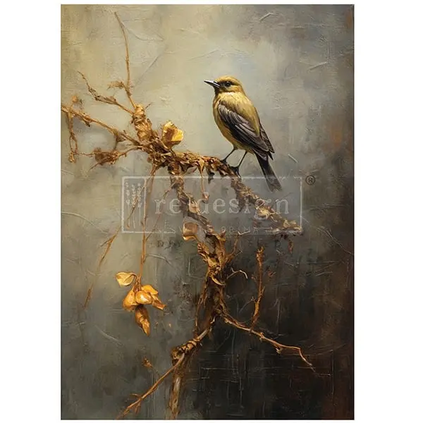 Prima Artistic A1 Decoupage Fiber Paper - Glossy Rustic Refuge Songbird Art Layered Image Single Sheet, Home Decor Decoration Supplies, Item 655350669164