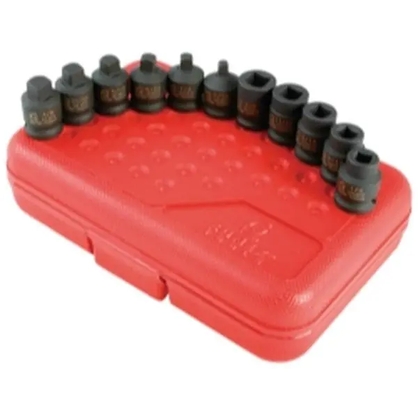 0.37 in. Drive Drain & Pipe Plug Impact Socket Set, 11 Pieces, Automotive Aftermarket Tool, Chromium-Molybdenum Steel Construction, Impeccable Design, Best Value
