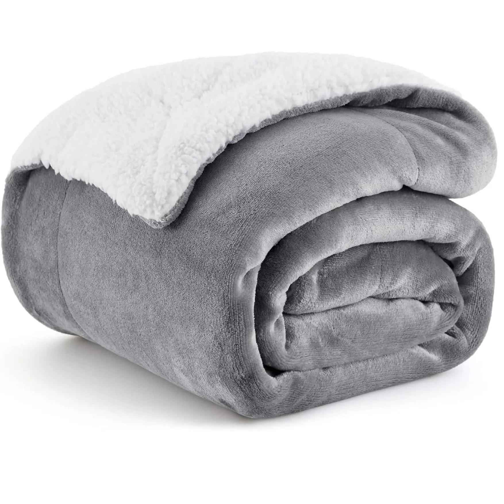 Sherpa Fleece Throw Blanket for Couch - Thick and Warm Blanket for Winter, Soft Fuzzy Plush Christmas Blanket Gift for Women, Grey, 50x60 Inches