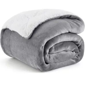 Sherpa Fleece Throw Blanket for Couch - Thick and Warm Blanket for Winter, Soft Fuzzy Plush Christmas Blanket Gift for Women, Grey, 50x60 Inches